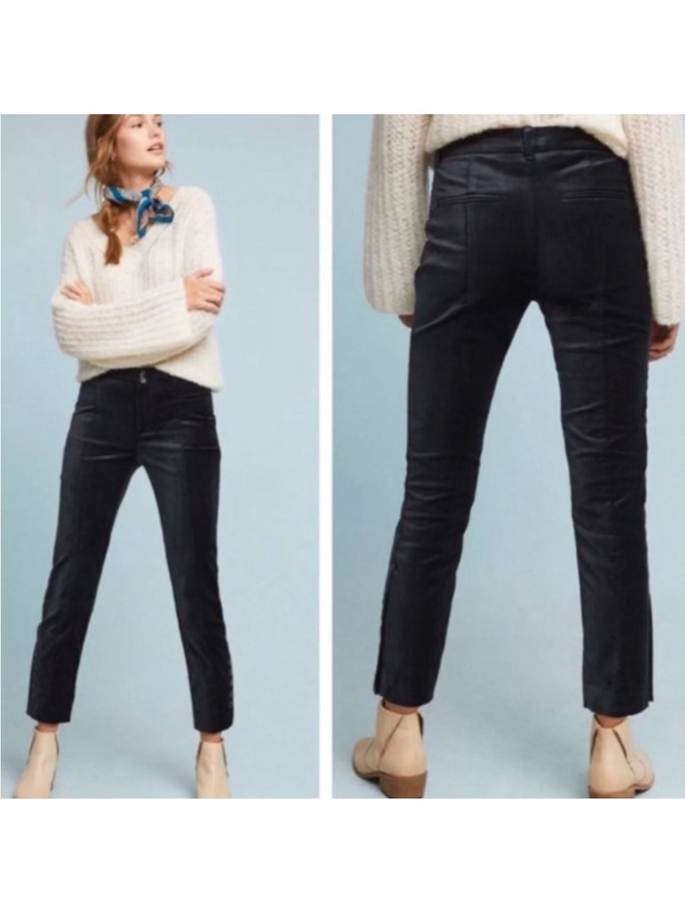 ANTHROPOLOGIE Black Velvet Essential Pants size 2